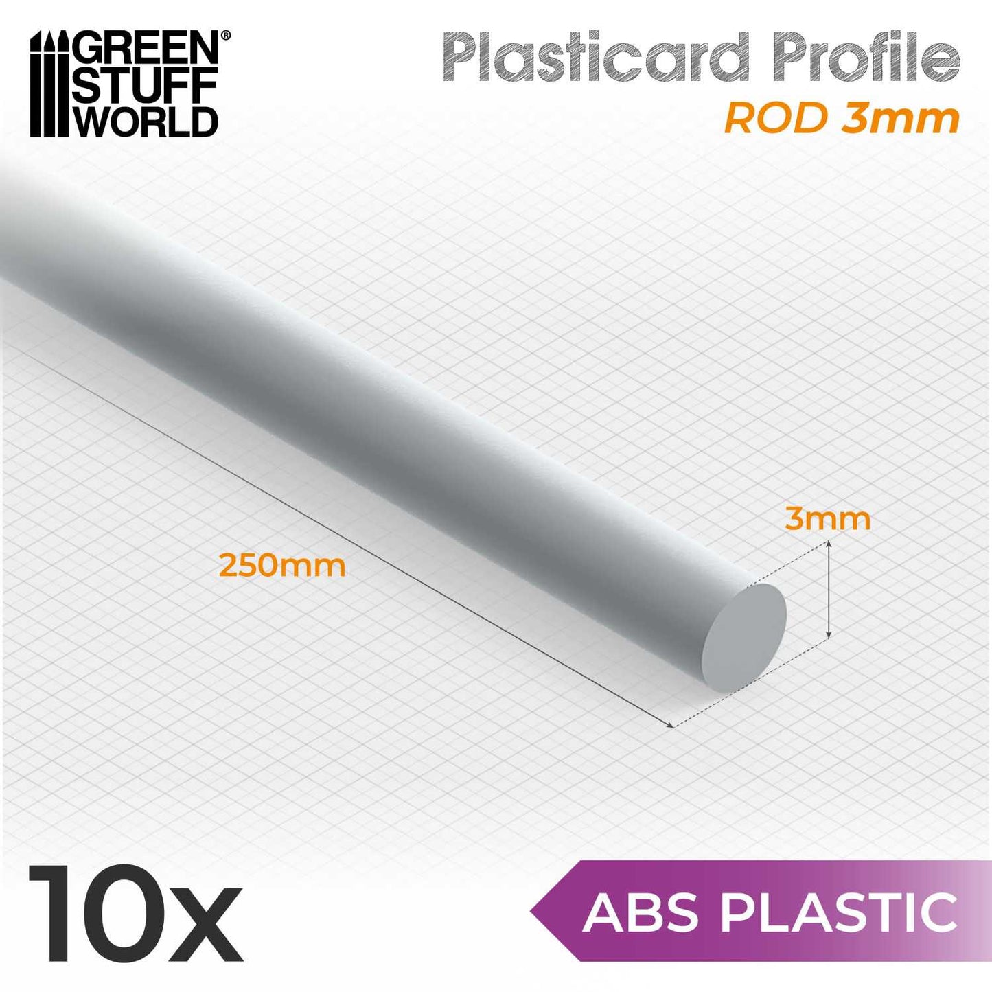 ABS Plasticard - Profile ROD (Various Sizes)