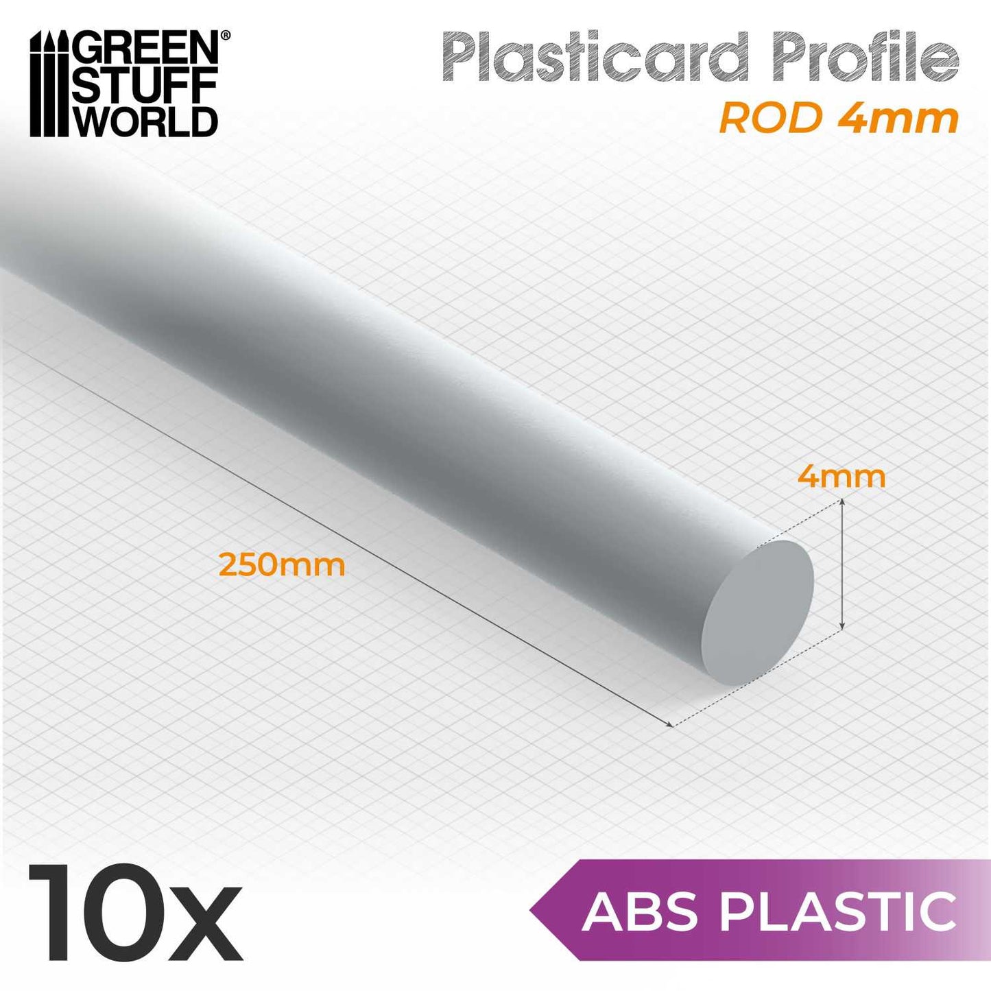 ABS Plasticard - Profile ROD (Various Sizes)