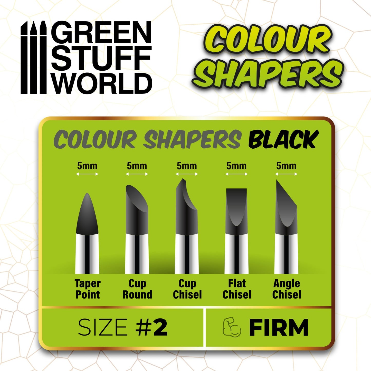 Clay Sculpting Tools - Color Shapers SIZE 2 - Black Firm