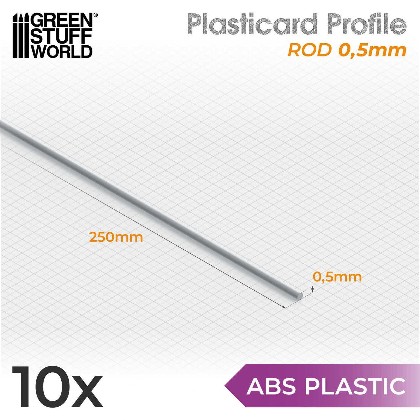 ABS Plasticard - Profile ROD (Various Sizes)