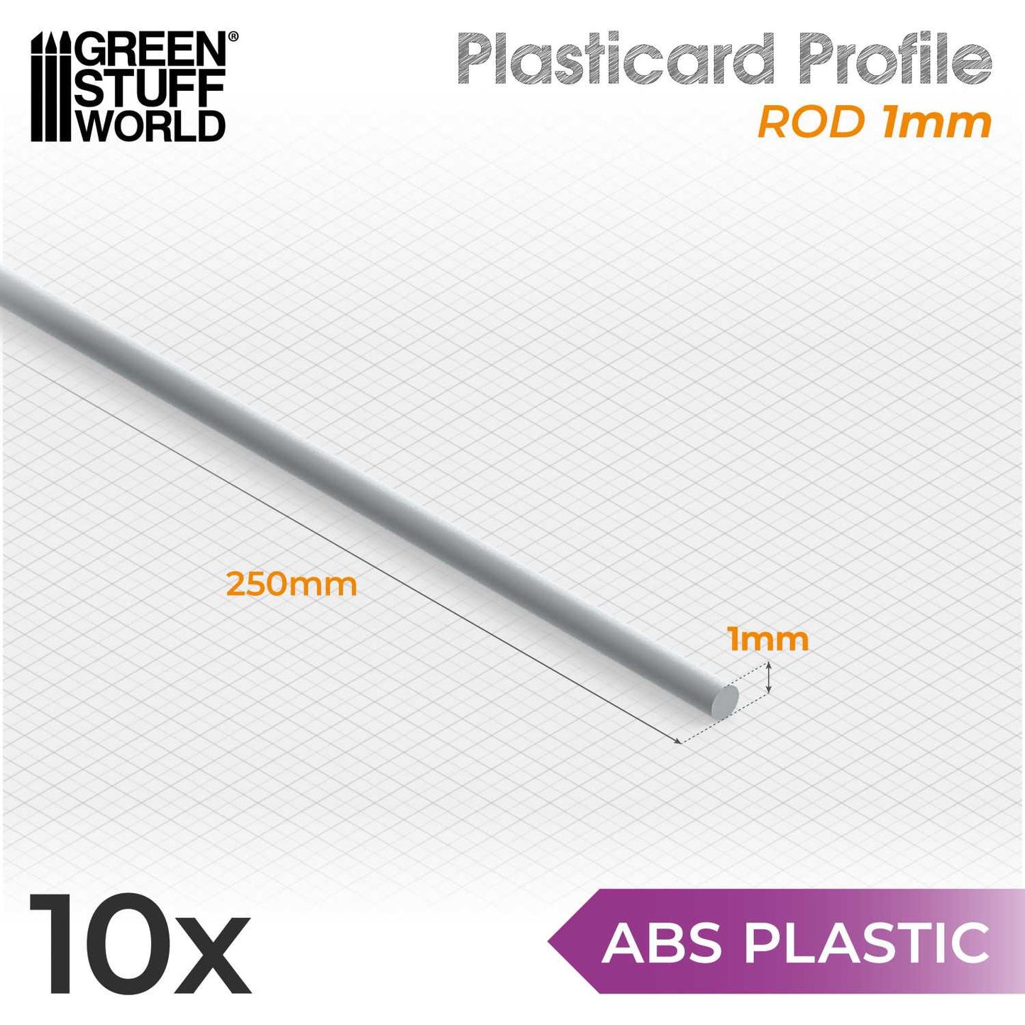ABS Plasticard - Profile ROD (Various Sizes)