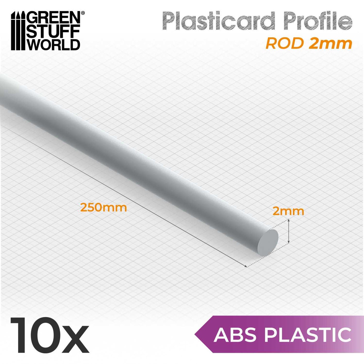 ABS Plasticard - Profile ROD (Various Sizes)