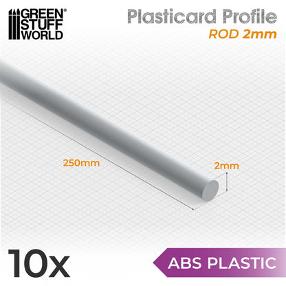 ABS Plasticard - Profile ROD (Various Sizes)