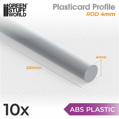 ABS Plasticard - Profile ROD (Various Sizes)