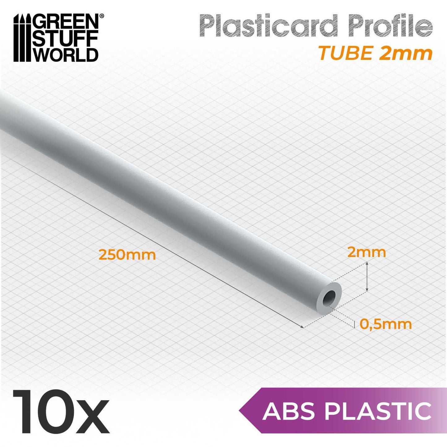 ABS Plasticard - Profile TUBE (Various Sizes)