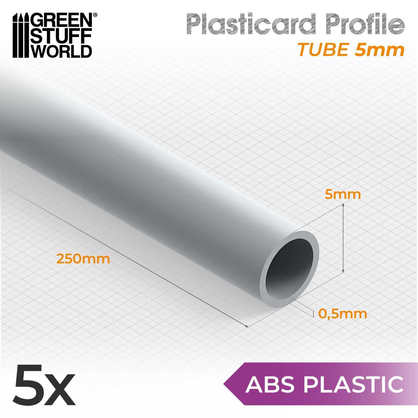 ABS Plasticard - Profile TUBE (Various Sizes)