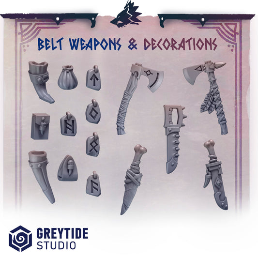 Greytide Studios -  Primal Hounds - Belt Weapons & Decorations